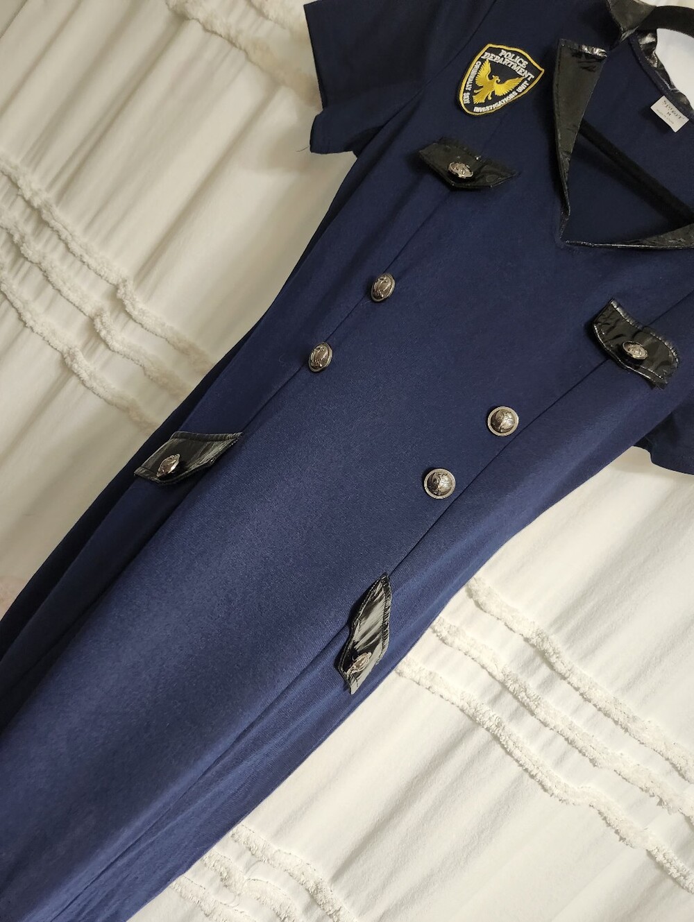 Navy Blue Police-Inspired Button Front Dress